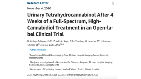Urinary Tetrahydrocannabinol After 4 Weeks of a Full-Spectrum, High-Cannabidiol Treatment 
