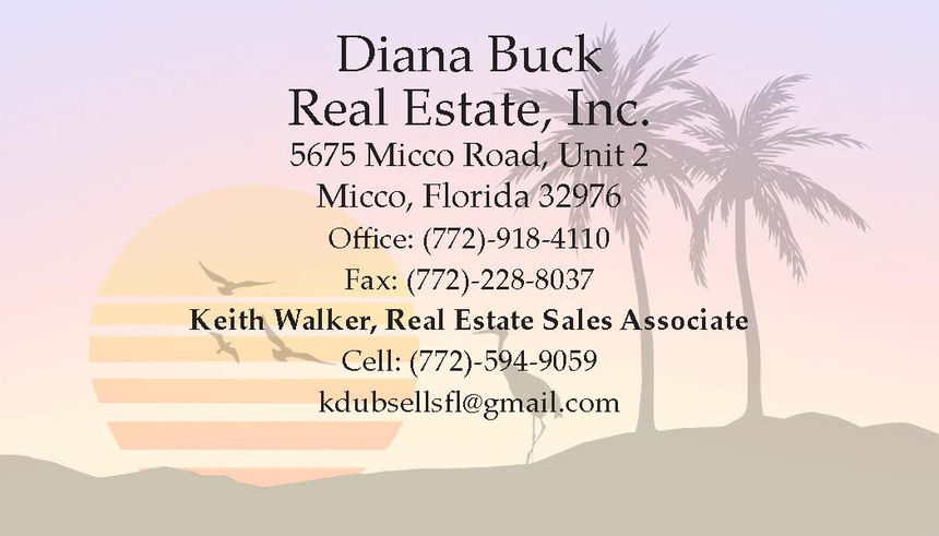 Diana Buck Real Estate Business Card Keith Walker Back