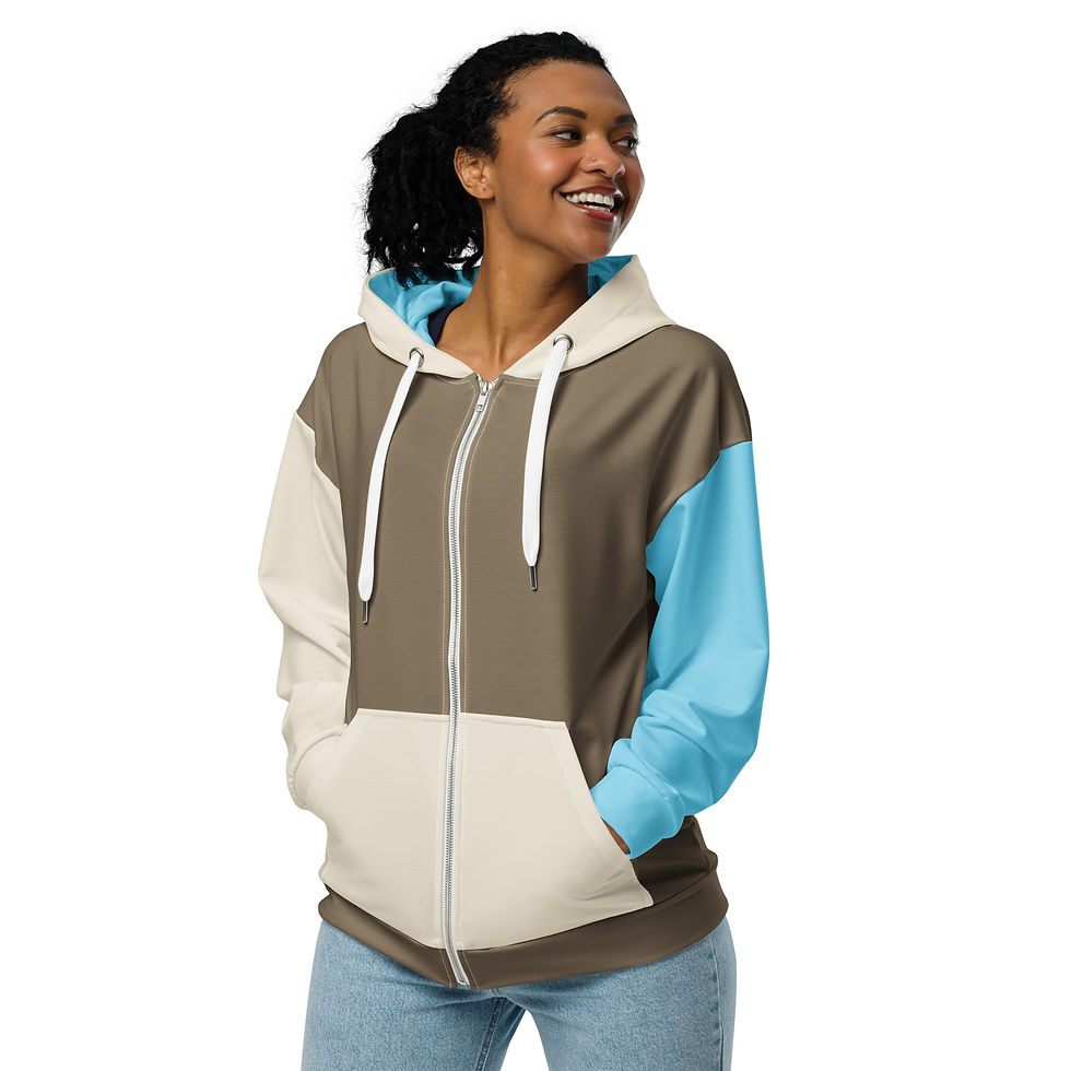 Miniatyrbild: DBL8 Active - Unisex zip hoodie - Beige Picasso