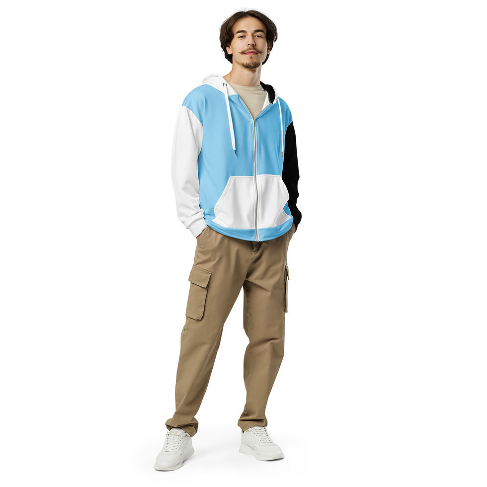 Thumbnail: DBL8 Active - Unisex zip hoodie - Ljusblå Picasso