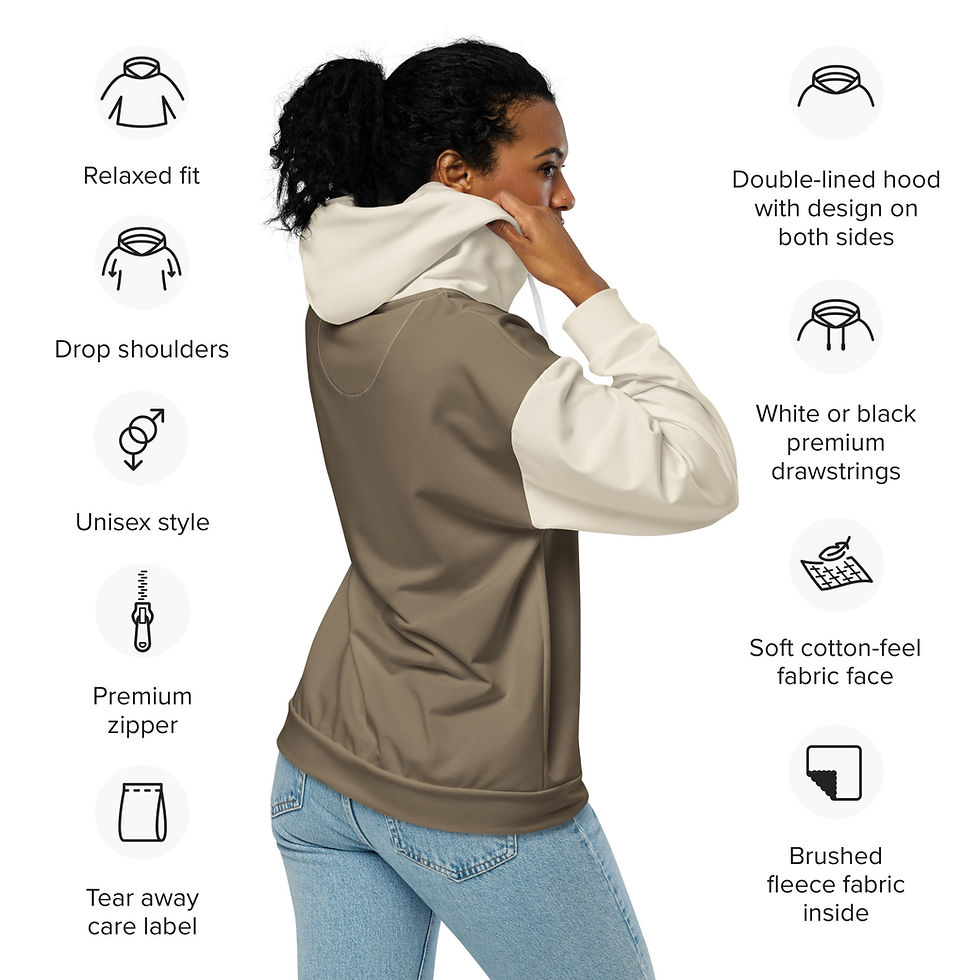 Miniatyrbild: DBL8 Active - Unisex zip hoodie - Beige Picasso