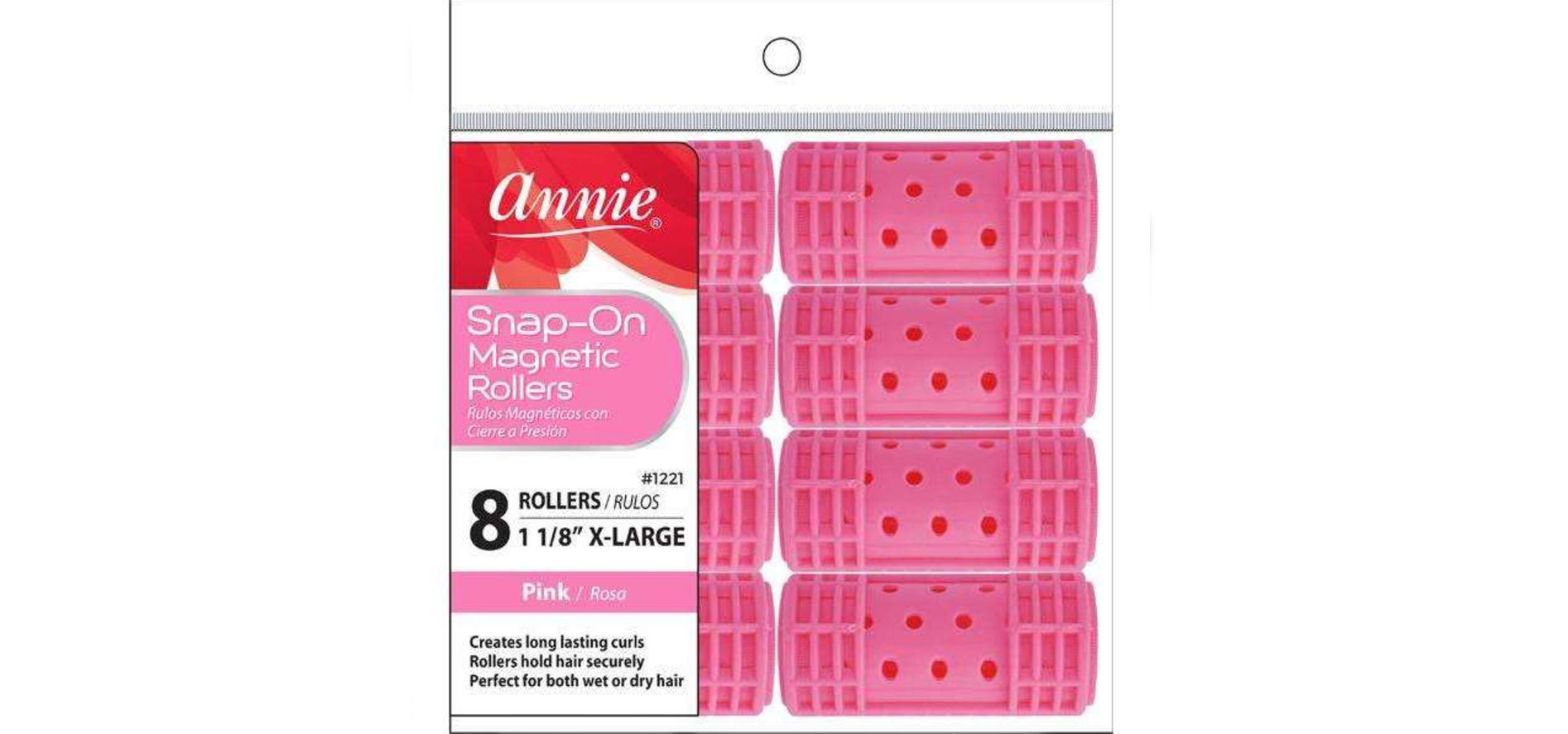 Annie Snap-On Magnetic Rollers Size XL 8Ct Pink