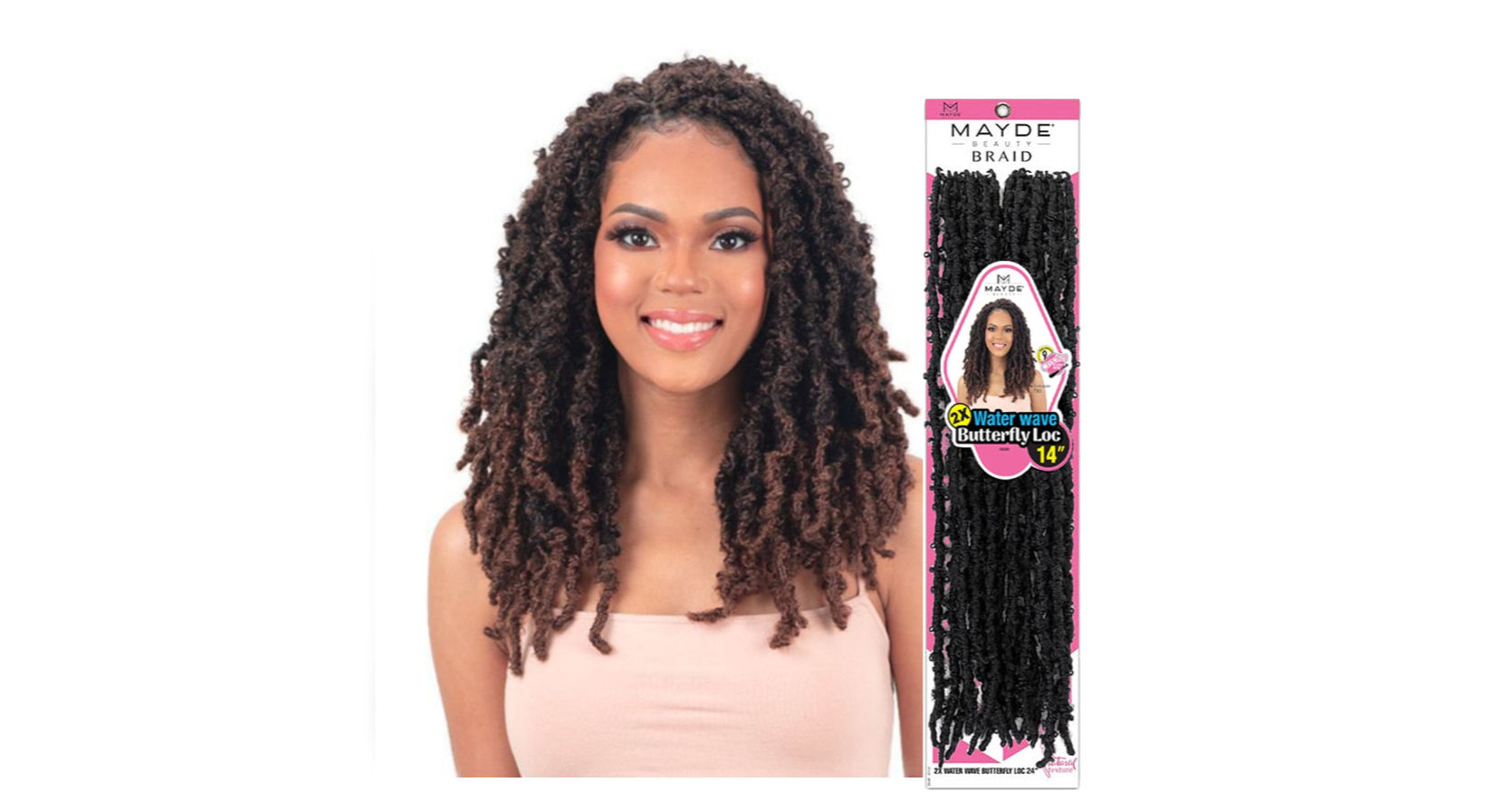 Mayde 2X Water Wave Butterfly Loc 14"