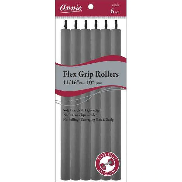 Annie Flex Grip Rollers 11/16In Dia 10In Long 6Ct Gray