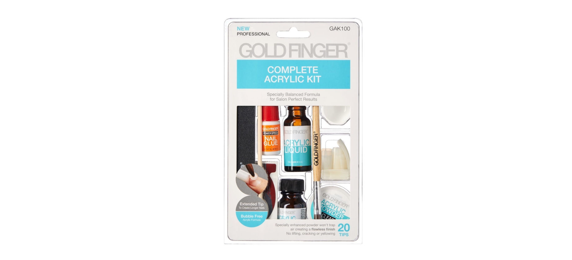 Gold Finger Complete Acrylic Kit 20 Tips