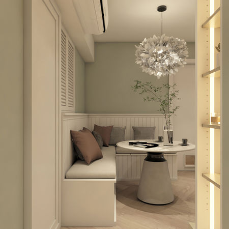 浩景臺現代簡約風格室內設計裝修,淺綠色油漆牆壁配搭淺色傢俱飾品