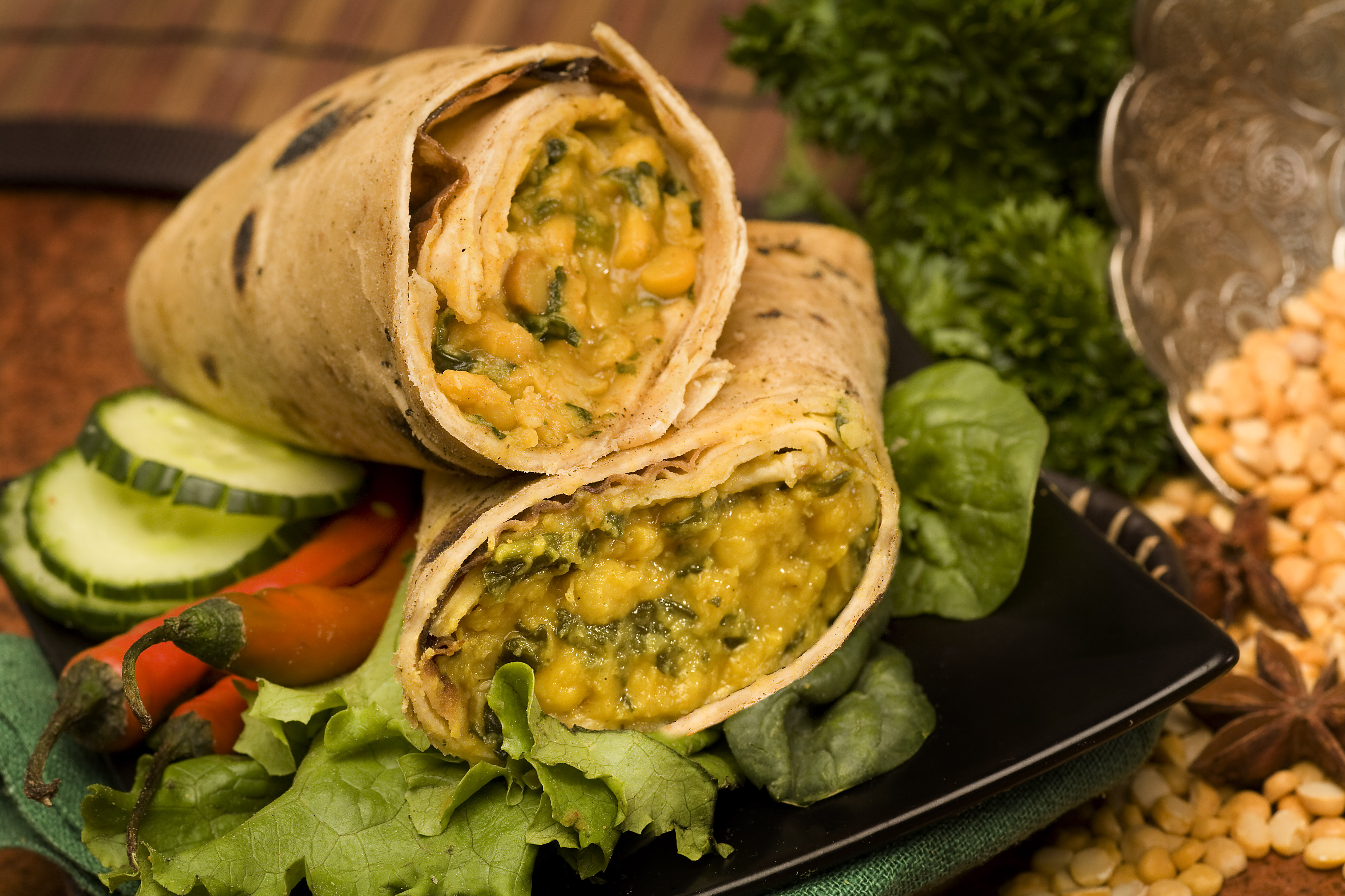 Spinach & Lentil Roti Roll