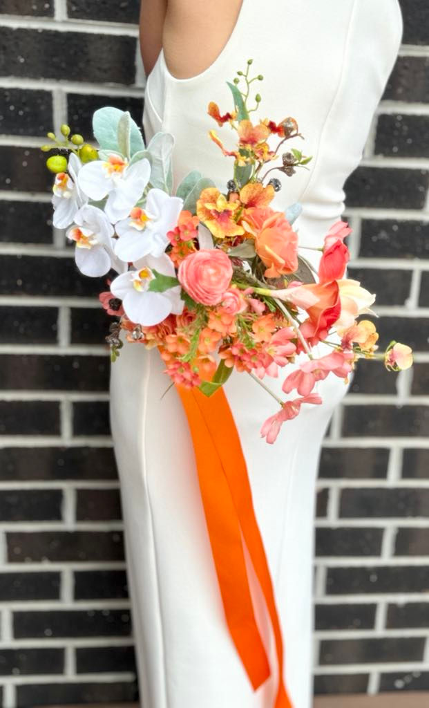 Thumbnail: Freeform Orange Symphony bridal bouquet 