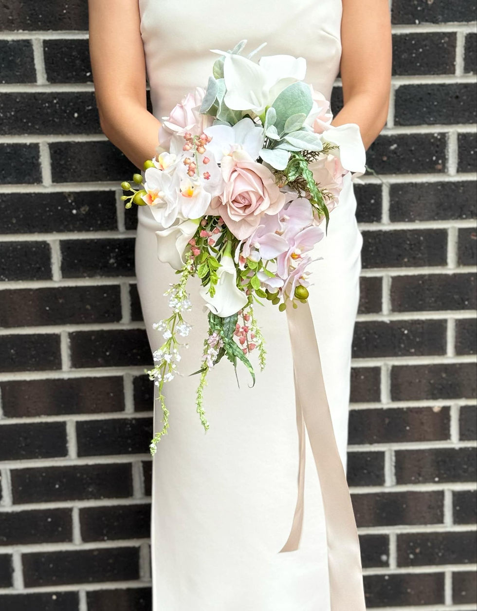 Thumbnail: ‘Demure Delight’ Soft Pink & White Waterfall Bouquet 