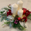 Thumbnail: 3 candle enchanted poinsettia Christmas advent candle wreath on real wood