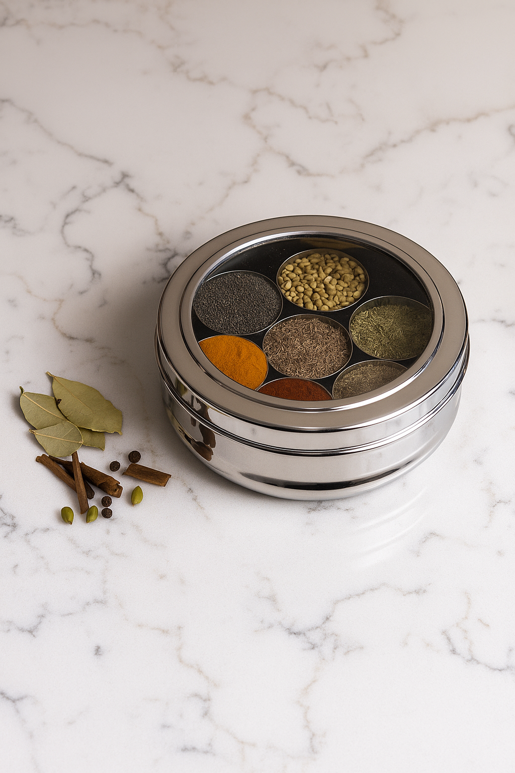 Stainless Steel Indian Spice Box Masala Dabba With Glass Lid To Buy Online At Heavenly Morsel Australia