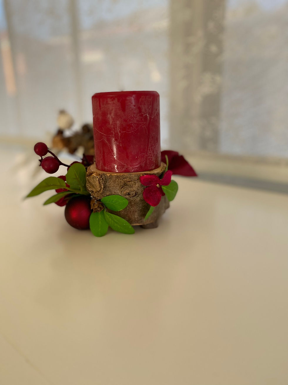 Thumbnail: Vibrant red and gold single Advent Candle Holder stand