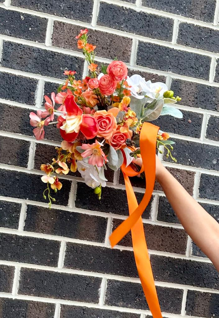 Thumbnail: Freeform Orange Symphony bridal bouquet 