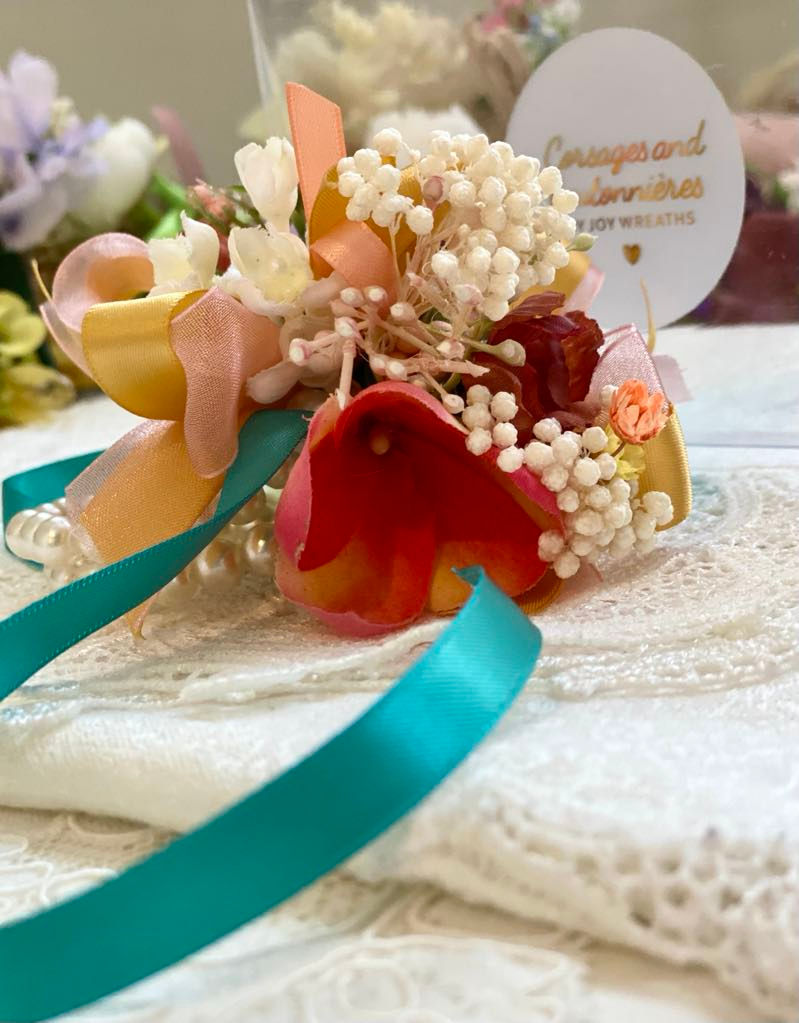 Thumbnail: ‘Warm Sunshine’ Detailed Vibrant Flower Fields Corsage w/ dried & micro florals