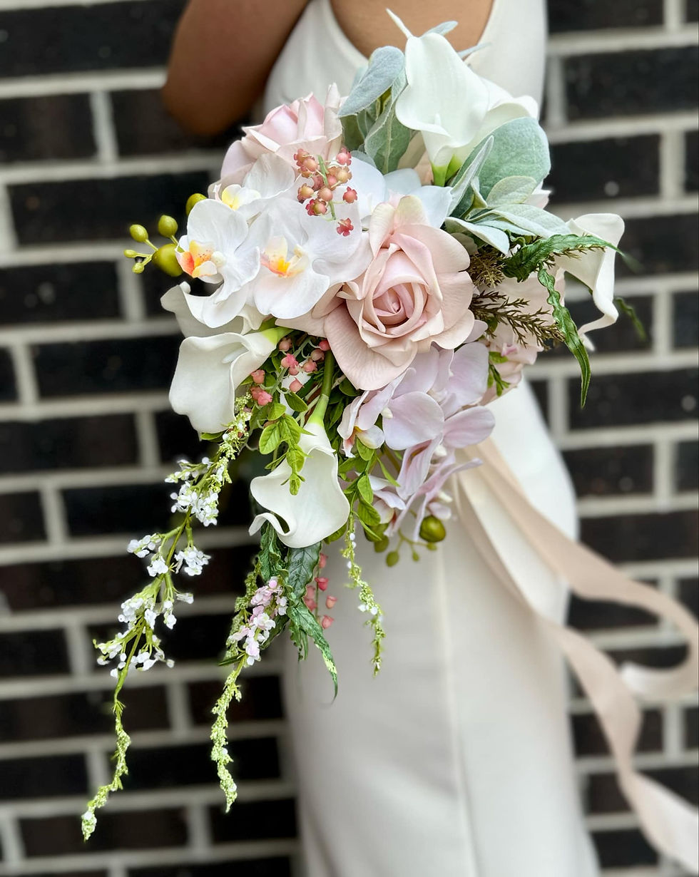 Thumbnail: ‘Demure Delight’ Soft Pink & White Waterfall Bouquet 
