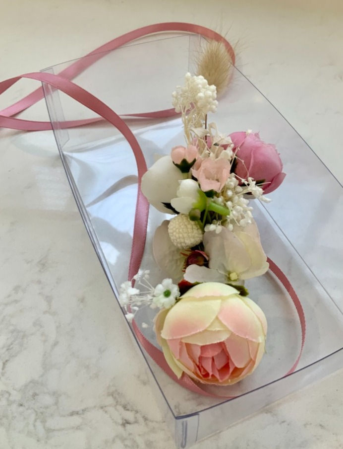Thumbnail: Multiple Cream & Pink Peony/ hydrangea blooms & dried accents