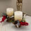 Thumbnail: Set of 2 x Holly berry forest-themed Christmas wooden advent candle holder stand