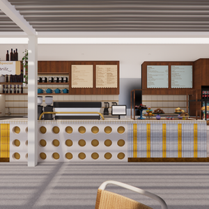 Cafe branding and concept - Beach side cafe kiosk with blues & yellows