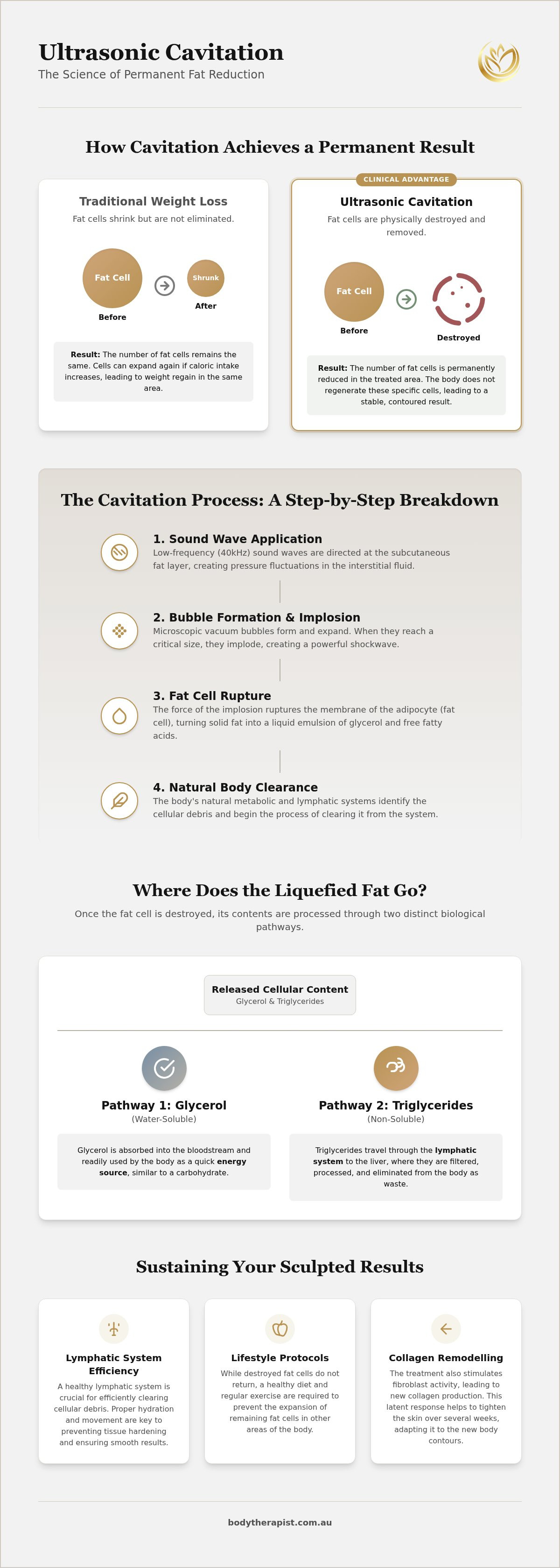 Long term effects of ultrasonic cavitation