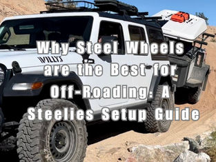 Jeep with Steel Wheels installed on a desert trail