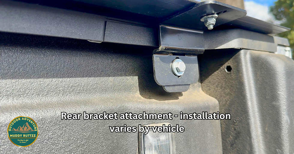 Bracket attached to bed of Gladiator. Truxedo Rails Are Then Attached to The Bracket.