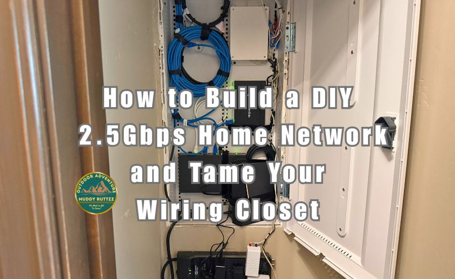 DIY 2.5Gbps home network installation in structured media cabinet.