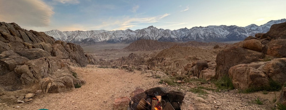 Campfire Looking West at Alabama Hills towards the Sierra Mountains