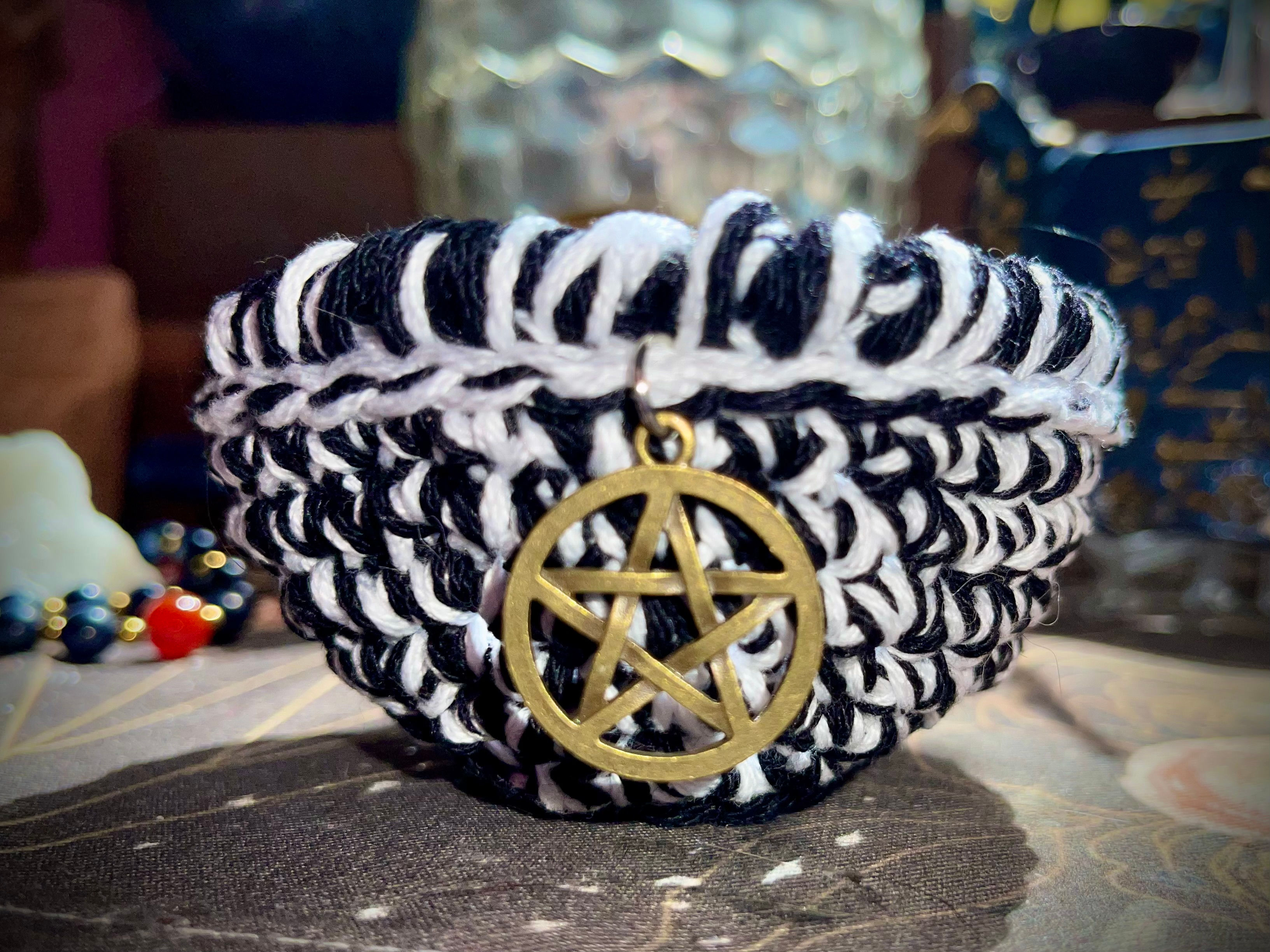Black and White Crocheted Offering Bowl
