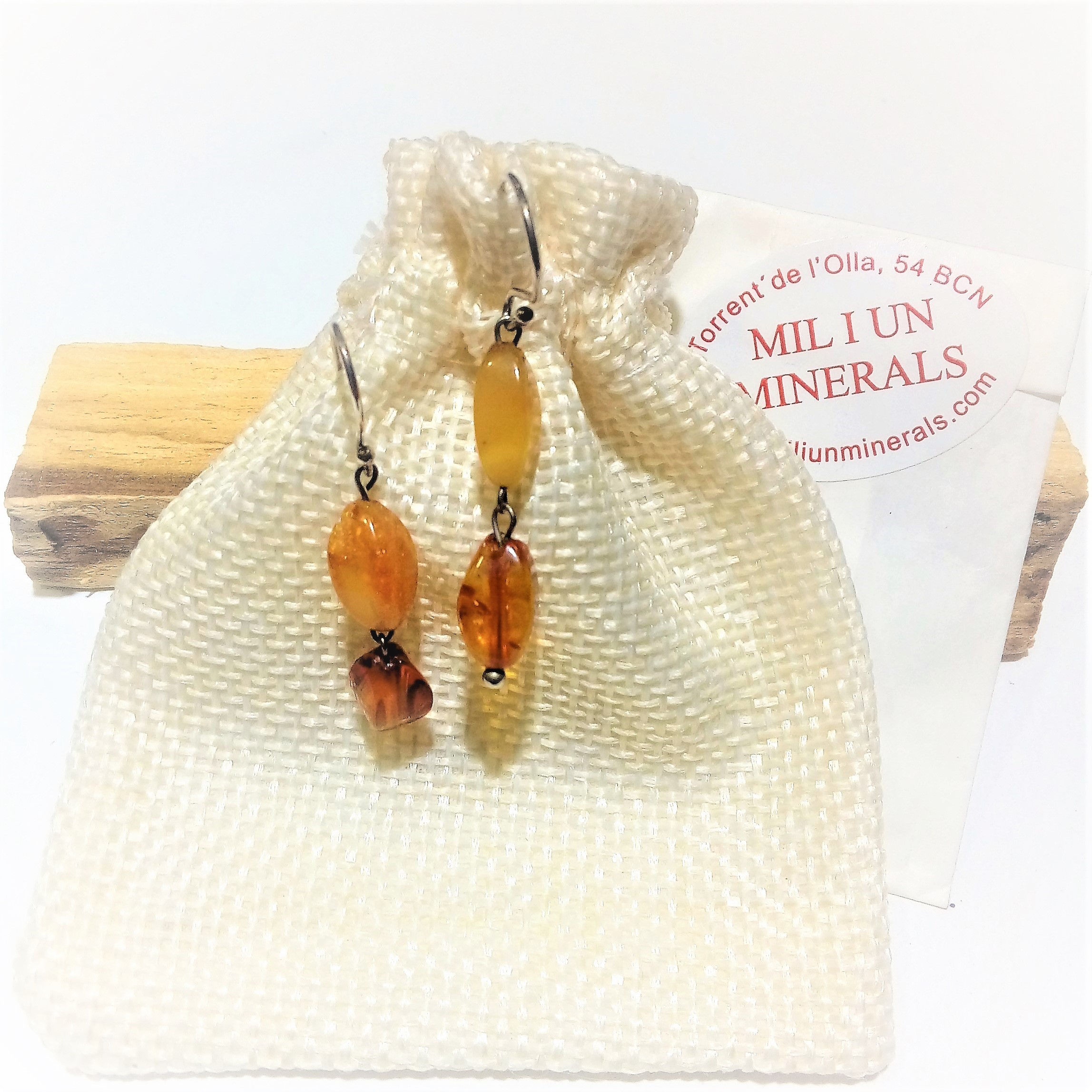 Pendientes Ambar Whisky Amarillo