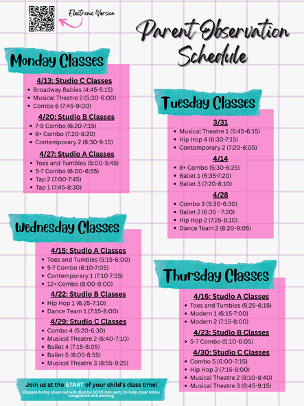 Parent Observation Dates & Info
