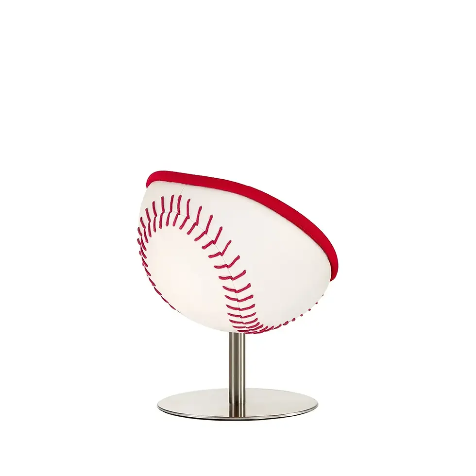 Thumbnail: Baseball Stuhl Drehstuhl Dinnerstuhl Weiß-Rot im Baseball-Design lillus homerun Rückansicht