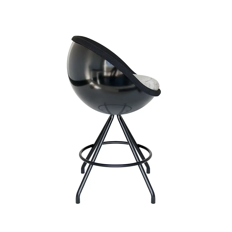 Tresenstuhl art im Kugel-Design aus ABS-Kunstsoff Schwarz mit RAL-Wunschfarbe in Schrägansicht von lillus