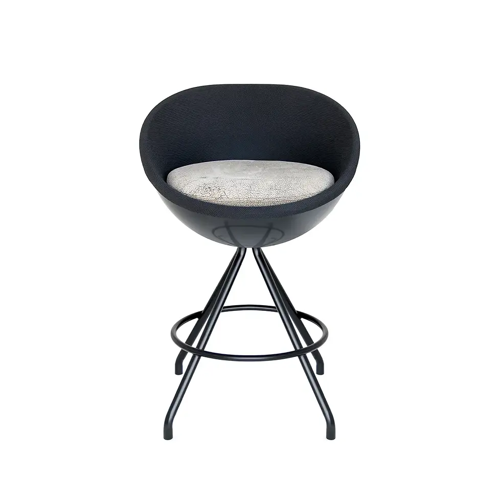 Tresenstuhl art im Kugel-Design aus ABS-Kunstsoff Schwarz mit RAL-Wunschfarbe in Frontansicht von lillus