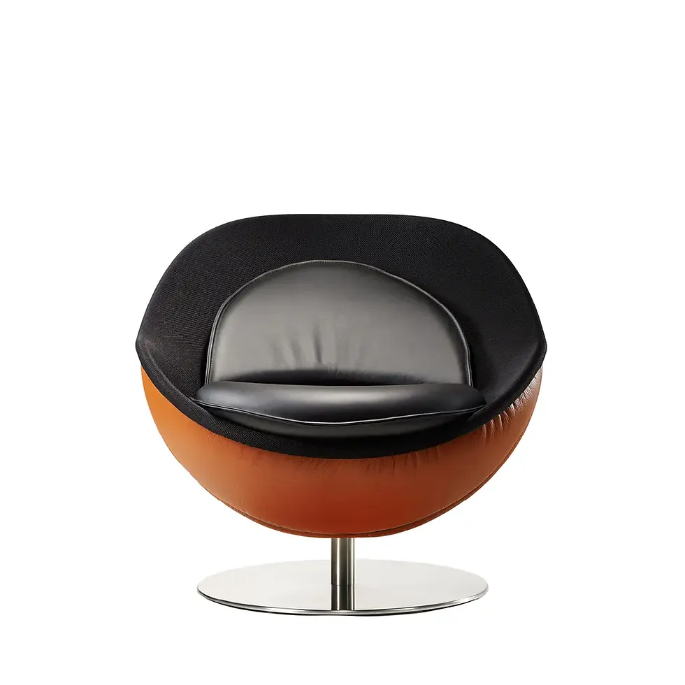 Thumbnail: Basketball Sessel allnet Loungesessel braun-orange im Basketball-Design Frontansicht von lillus mit Rückenkissen