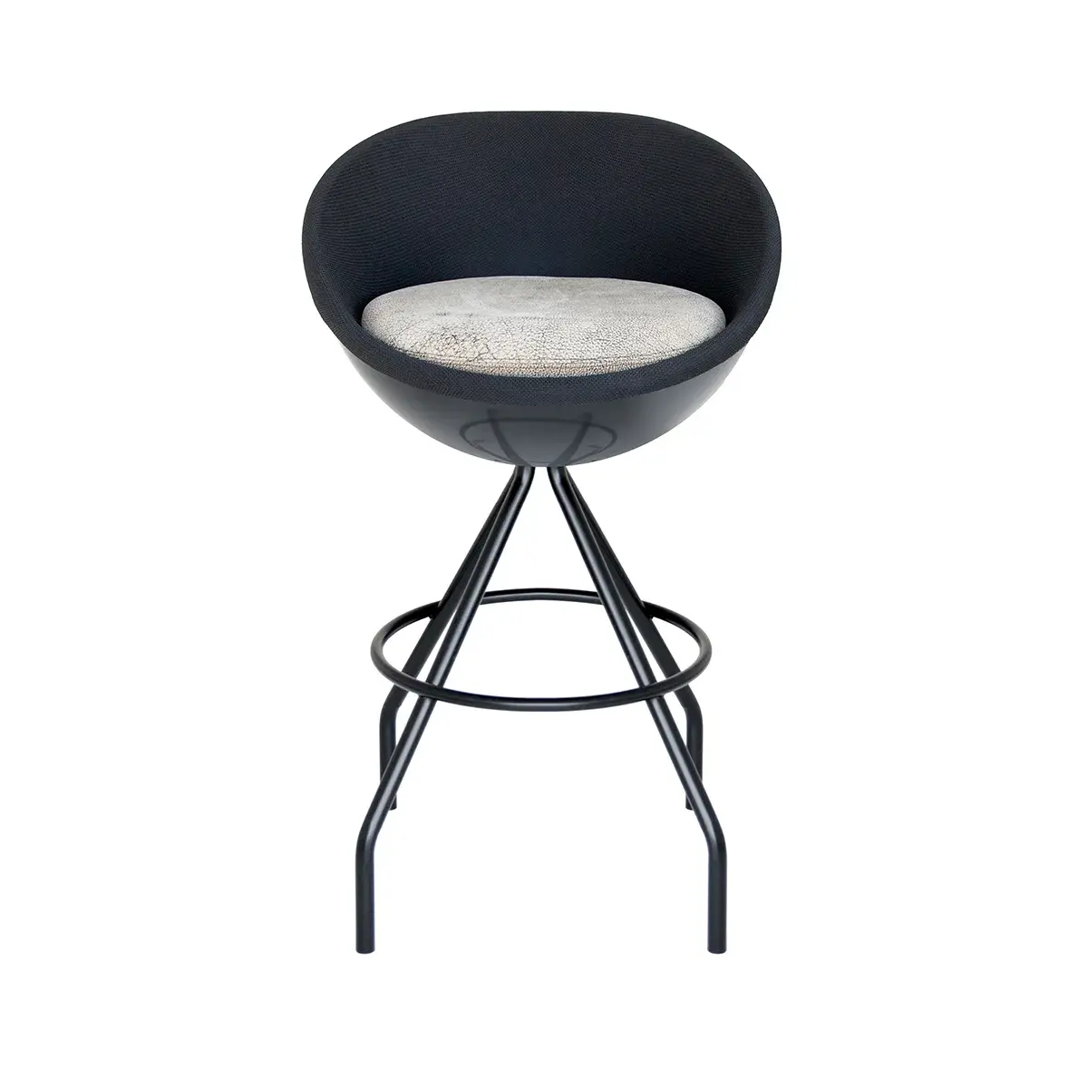 Barhocker art im Kugel-Design aus ABS-Kunstsoff Schwarz mit RAL-Wunschfarbe in Frontansicht von lillus