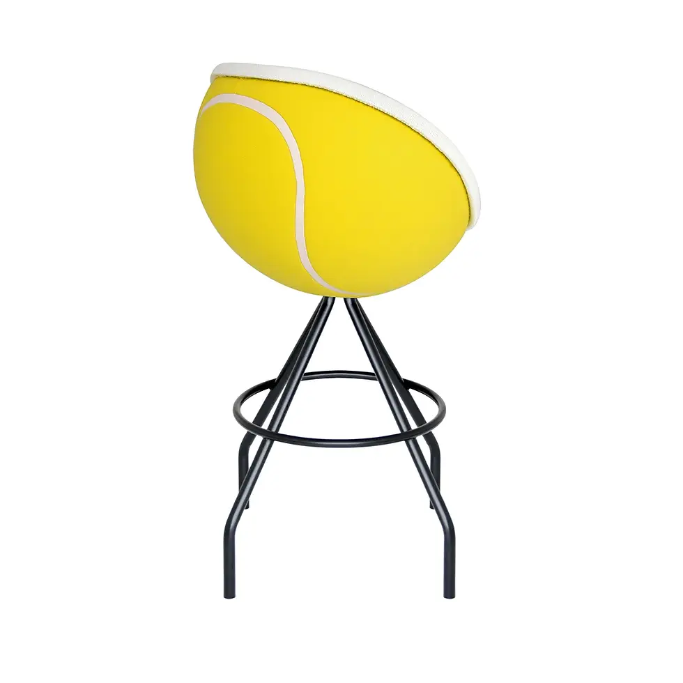 Thumbnail: Tennisball Stuhl Tennis Stuhl Barhocker Gelb im Tennisball-Design lillus volley Rückansicht