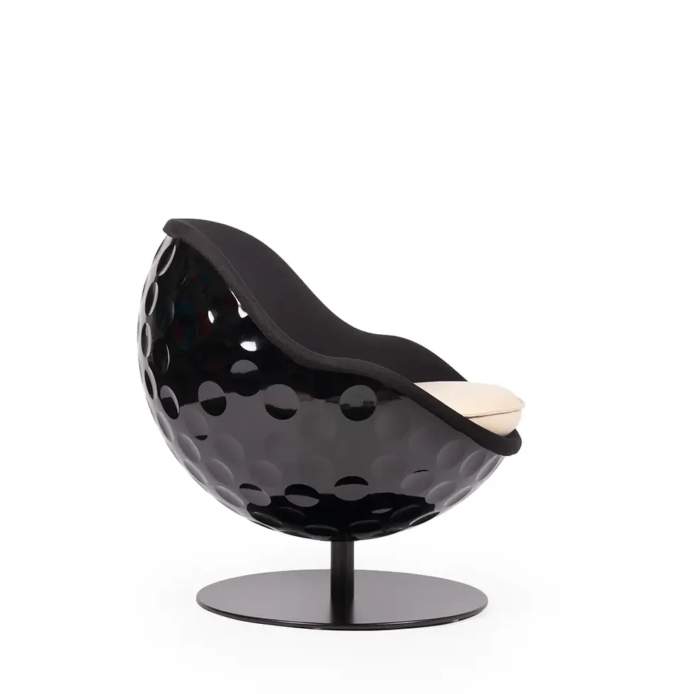 Miniaturbild: Golfball Sessel Golf Sessel lillus eagle Loungesessel schwarz personalisierbar Wunschfarbe im Golfball-Design Seitansicht