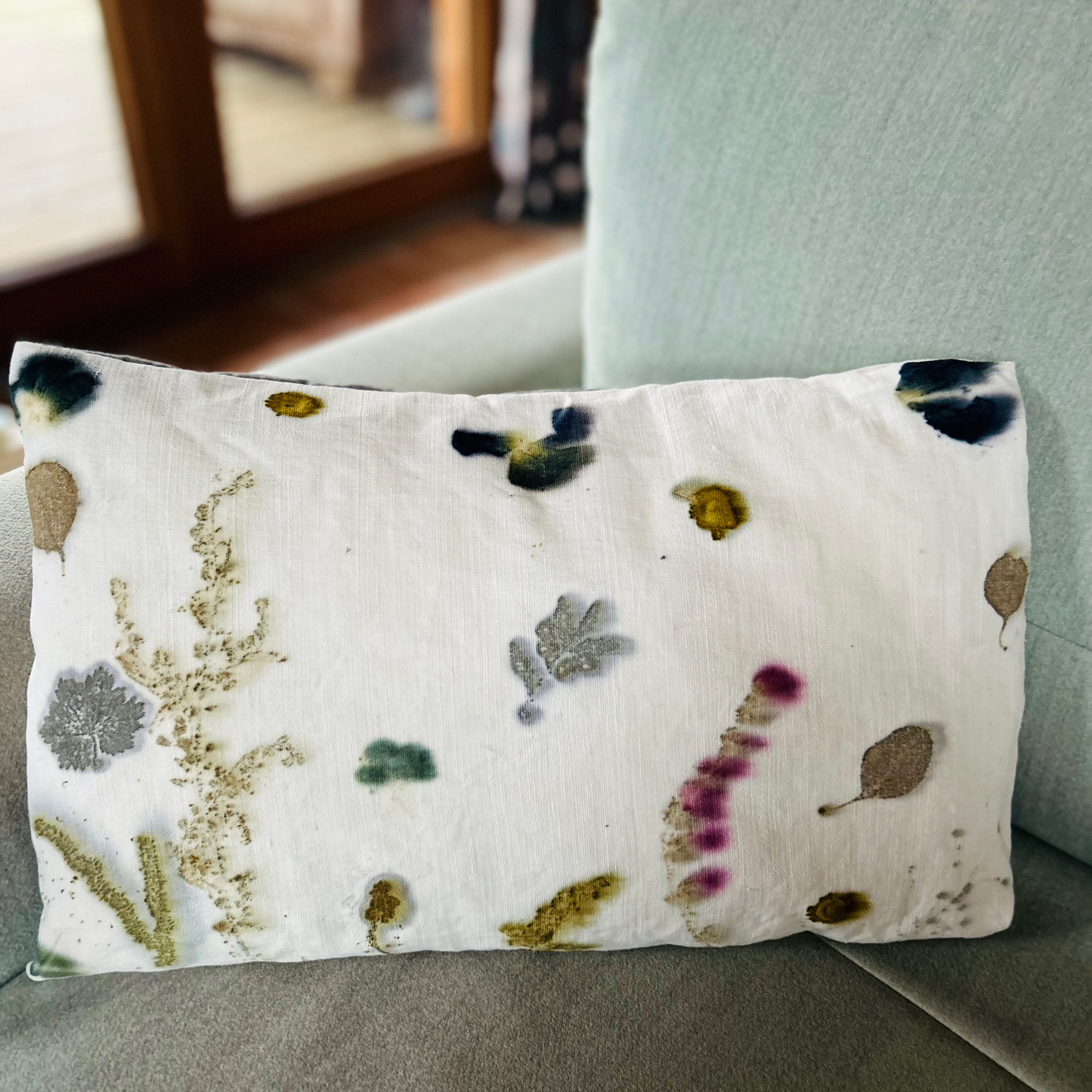 Coussin aux impressions végétales 50cm x 30cm, déhoussable