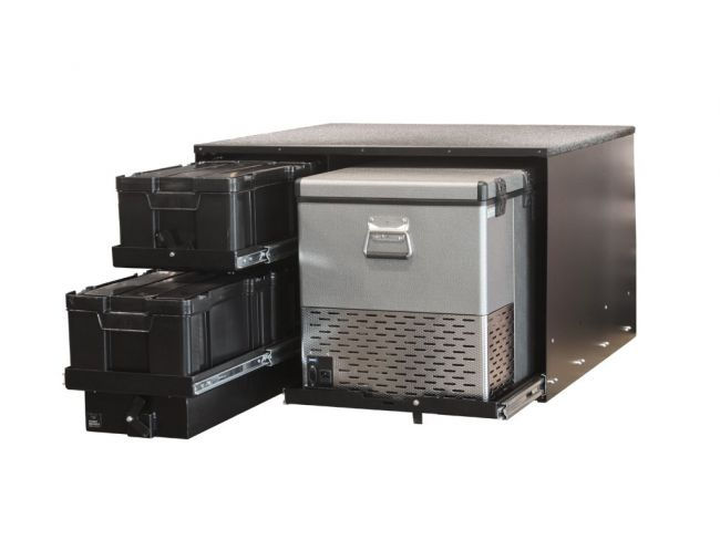 three drawer storage system for vehicle interior