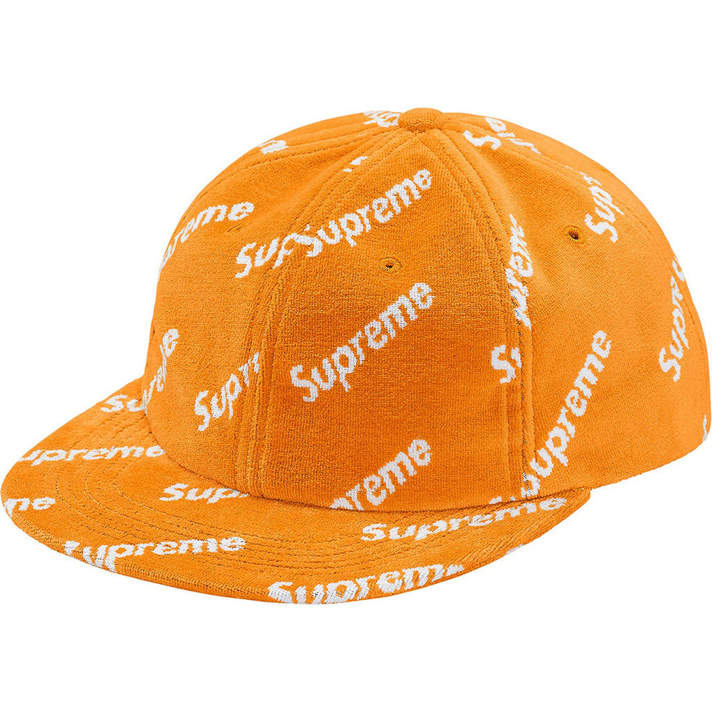 Supreme Velour Diagonal Logo 6-Panel Marigold