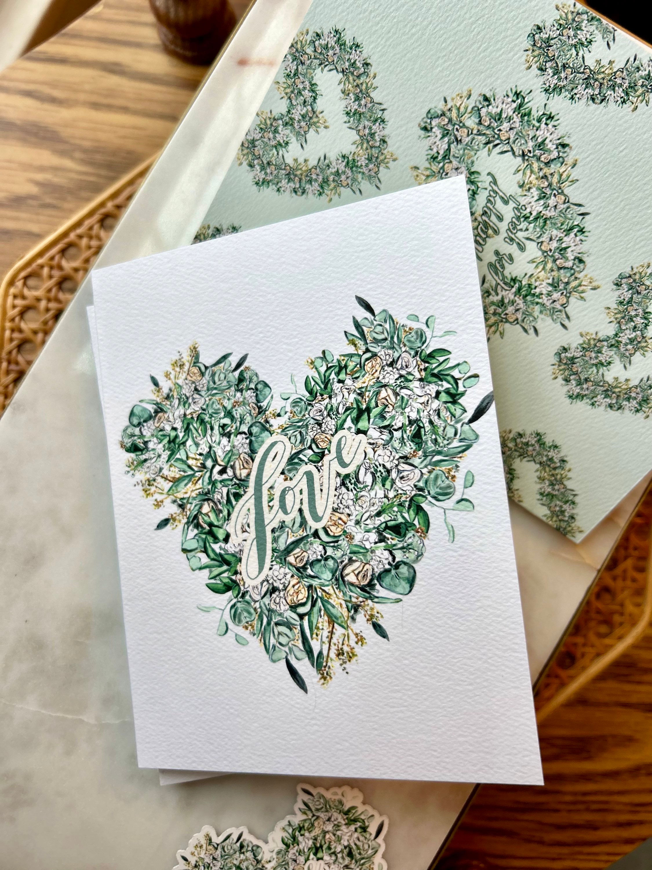 Flower Heart Love, & so happy for you! Cards