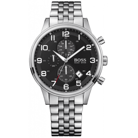 Mens Stainless Steel Black Dial Chronograph Watch SALE - WAS £375 - NOW HALF PRICE £187.50