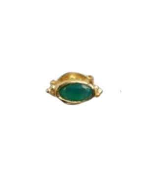 Miniature : Mono Boucle Plaqué Or Véritable Pierre Agathe Verte D 7x3 mm