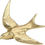 Miniature : Grande Hirondelle Murale Décorative, 16,8 cm, Belle Patine Doré, Style Bohème