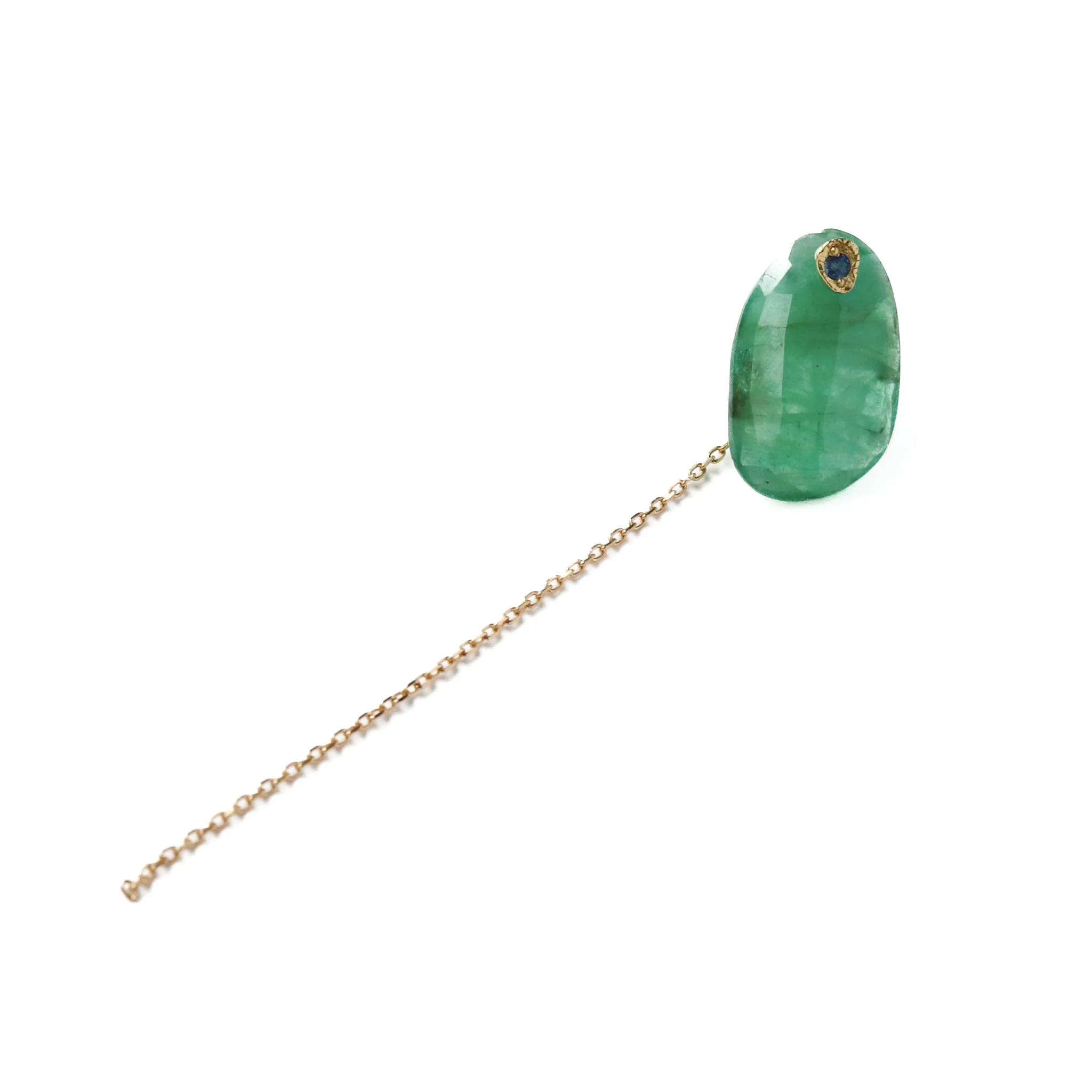 Boucle d'oreille unique émeraude