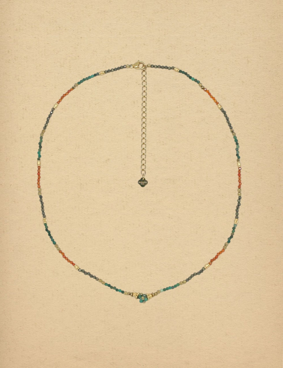 Miniature : Collier Agathe Verte et Pierres Naturelles Taille : 39 cm+7cm