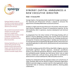 Synergy Capital Announces A New Executive Director