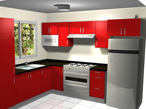 COCINA ROJO Y ALMENDRA | decomuebles
