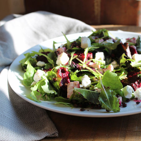 Roasted Beetroot, Lentil & Feta Salad with Lemon & Poppy Seed Dressing