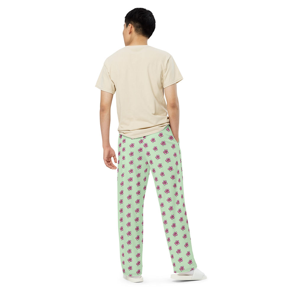 Thumbnail: Bunny Frog Heart Patch Knees Unisex Soft Pants